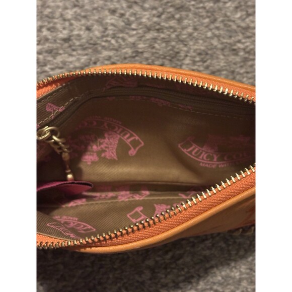 Vintage Juicy Couture Baguette Shoulder Bag Orange Leather Chain Y2K - Picture 4 of 8